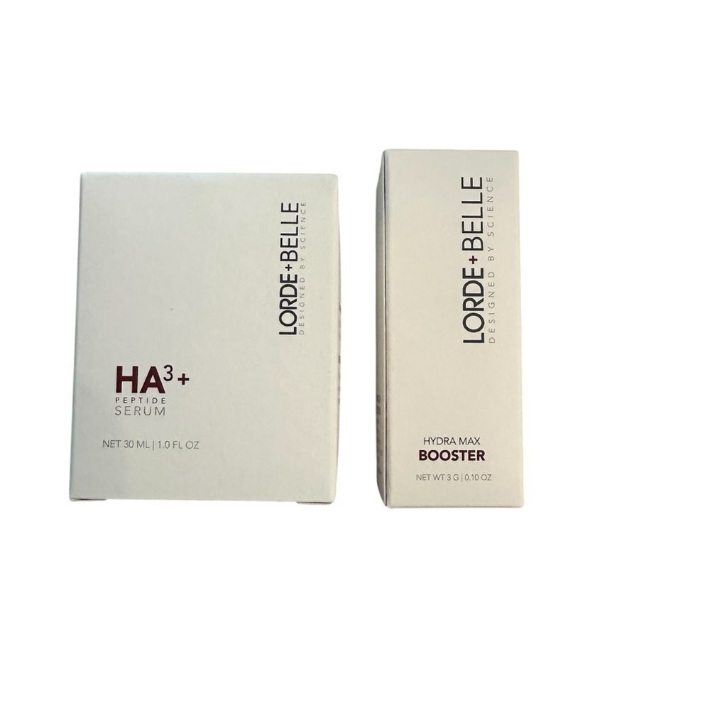 Lorde + Belle HA3 Peptide Serum and Hydra Max Booster Skincare Set of 2 NIB